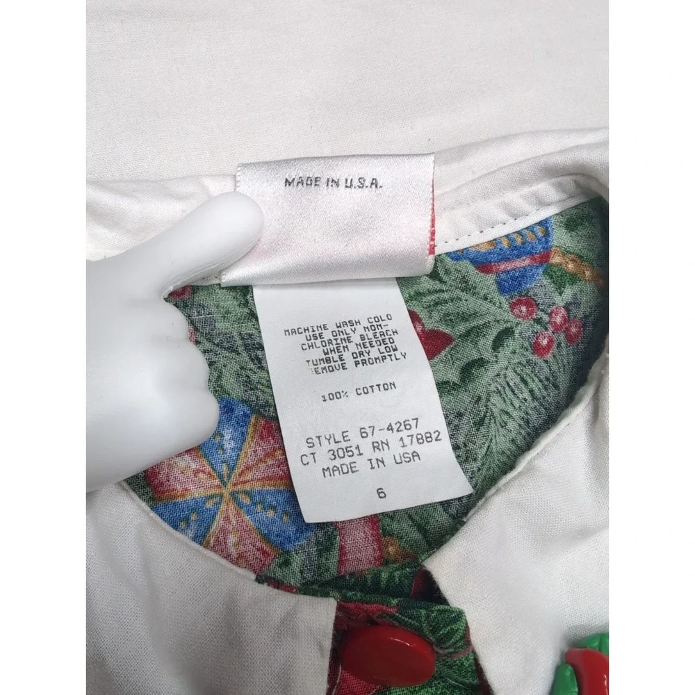 Vintage Ceil Ainsworth Girls 6 Christmas Holiday Dress Cotton USA Made 67-4267